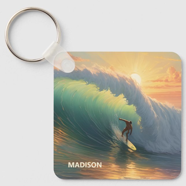 Custom Name Surfing Key Ring (Front)