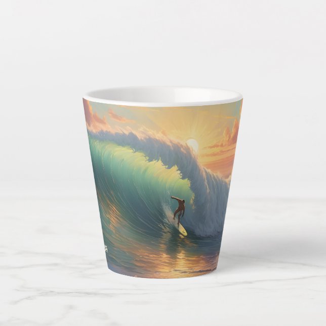 Custom Name Surfing Latte Mug (Front)