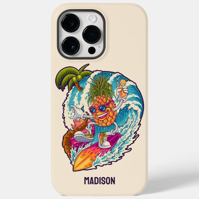 Custom Name Surfing Pineapple Case-Mate iPhone Case (Back)