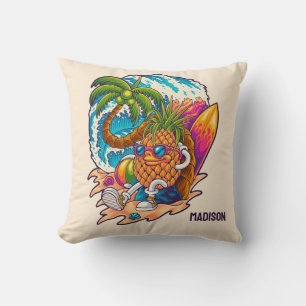 Custom Name Surfing Pineapple Cushion