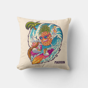 Custom Name Surfing Pineapple Cushion