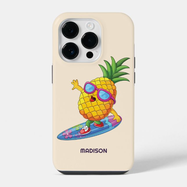 Custom Name Surfing Pineapple iPhone Case (Back)