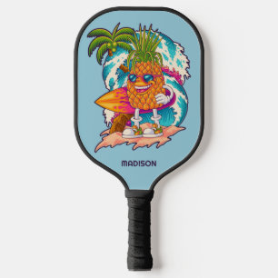 Custom Name Surfing Pineapple Pickleball Paddle