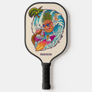 Custom Name Surfing Pineapple Pickleball Paddle