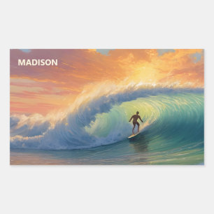 Custom Name Surfing Rectangular Sticker