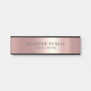 Custom Name Surname Modern Template Luxe Rose Gold Door Sign