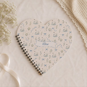 Custom Name Swan Lake Cottagecore Bow Elegant Gift Notebook