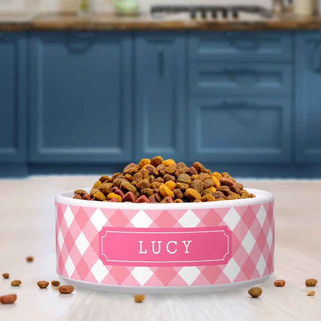 Custom Name Sweet Baby Pink Gingham Bowl (Creator Uploaded)