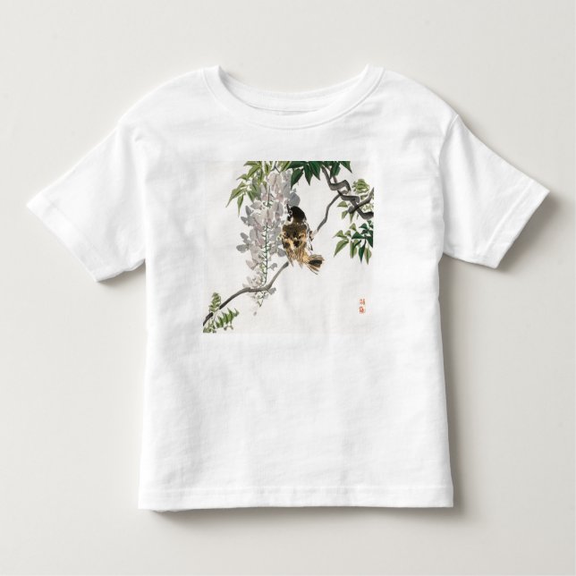CUSTOM NAME T-SHIRT GIRL TODDLERS JAPANESE BIRD (Front)