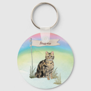 Custom Name Tabby Cat Pet Key Ring