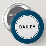 Custom Name Tag Badge Pin Button<br><div class="desc">Custom individual name personalised name badge with blue border.</div>