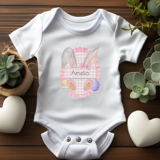 Custom Name Tag Easter Baby Girl Bunny Baby Bodysuit