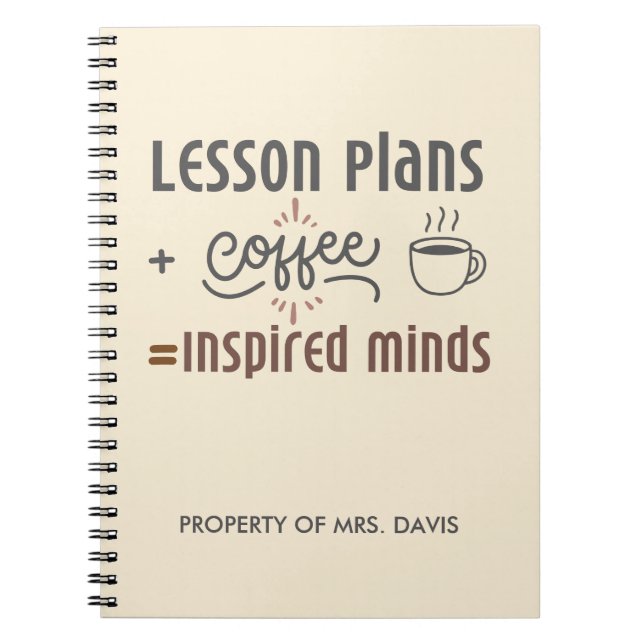 Custom Name Teacher Notebook - Lesson Plans Coffee (Front)