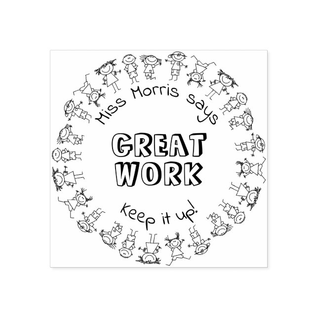 Custom Name Teacher Says Great Work Rubber Stamp (Imprint)