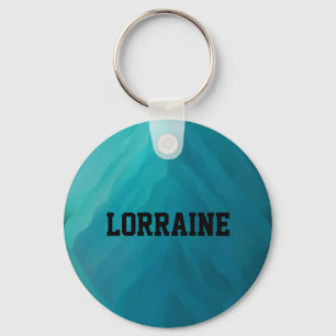 Custom name teal glass texture key ring
