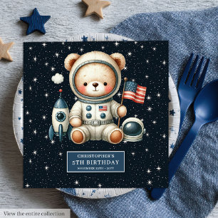 Custom Name Teddy Astronaut Napkins Baby Shower