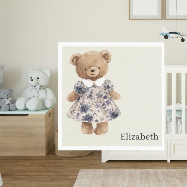 Custom Name Teddy Bear Girl Baby Shower Napkin (Creator Uploaded)