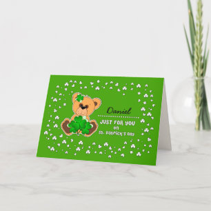 Custom Name Teddy Bear St. Patrick's Day  Card