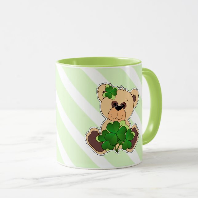Custom Name Teddy Bear St. Patrick's Day Gift  Mug (Front Right)
