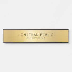 Custom Name Template Elegant Black & Gold Long Door Sign