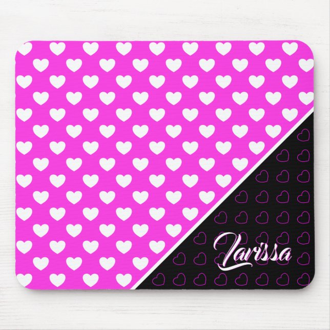 Custom Name Template, Striking Pink And Black Mouse Pad (Front)
