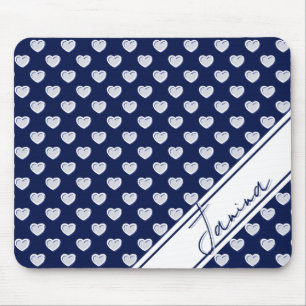 Custom Name Template Stylish Pattern Dark Blue Mouse Pad