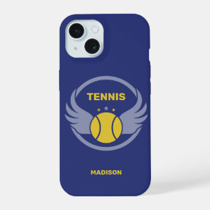 Custom Name Tennis Ball with Wings iPhone 15 Case