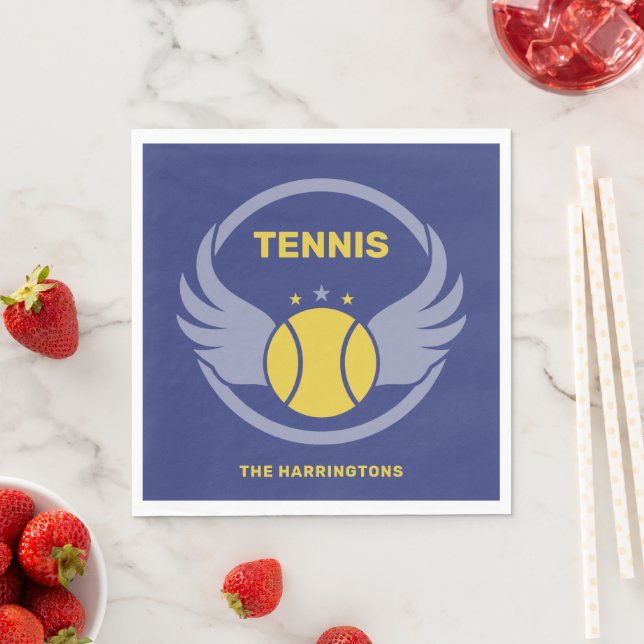 Custom Name Tennis Ball with Wings Napkin (Insitu)