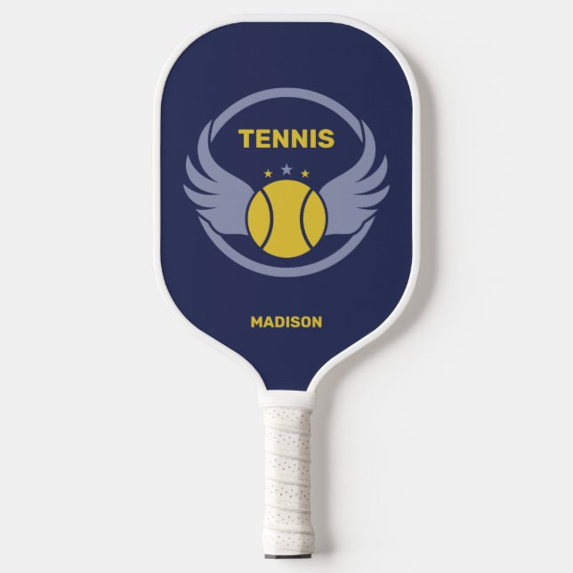 Custom Name Tennis Ball with Wings Pickleball Paddle (Front)