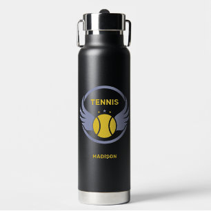 Custom Name Tennis Ball with Wings Water Bottle
