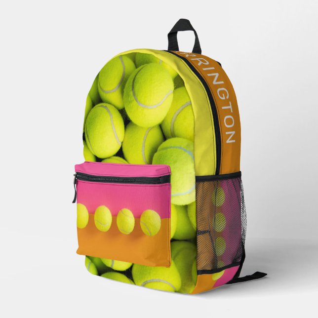 Custom Name Tennis Balls Printed Backpack (Back Corner Right)