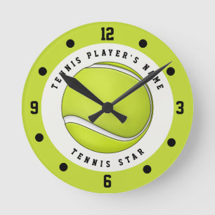 Custom Name Tennis Player Ball Round Clock