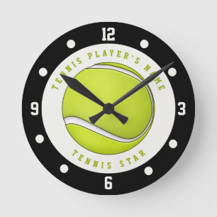 Custom Name Tennis Player Ball Round Clock
