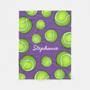 Custom Name Tennis Purple Fleece Blanket