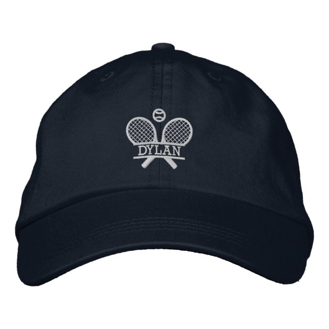Custom Name Tennis Rackets Personalised Embroidered Hat (Front)