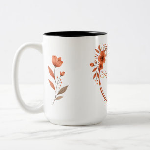 Custom Name Terracotta Floral Couple Gift Mug Cup