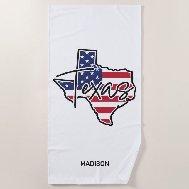 Custom Name Texas Beach Towel (Front)