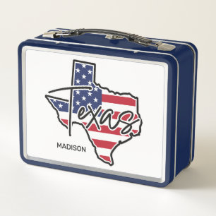 Custom Name Texas Metal Lunch Box