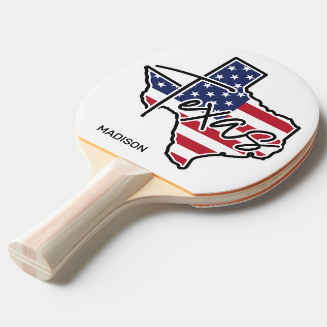Custom Name Texas Ping Pong Paddle (Front Angle)