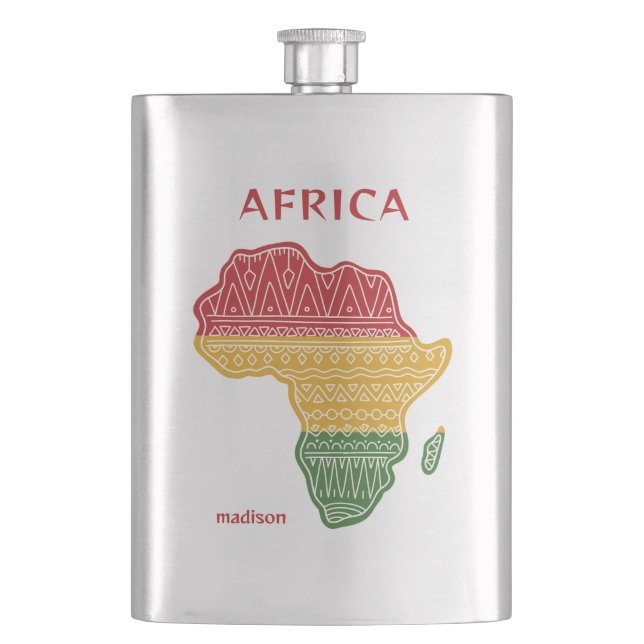 Custom Name & Text Africa Hip Flask (Front)