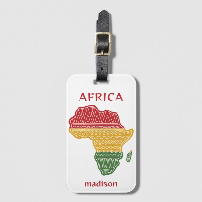 Custom Name & Text Africa Luggage Tag (Front Vertical)