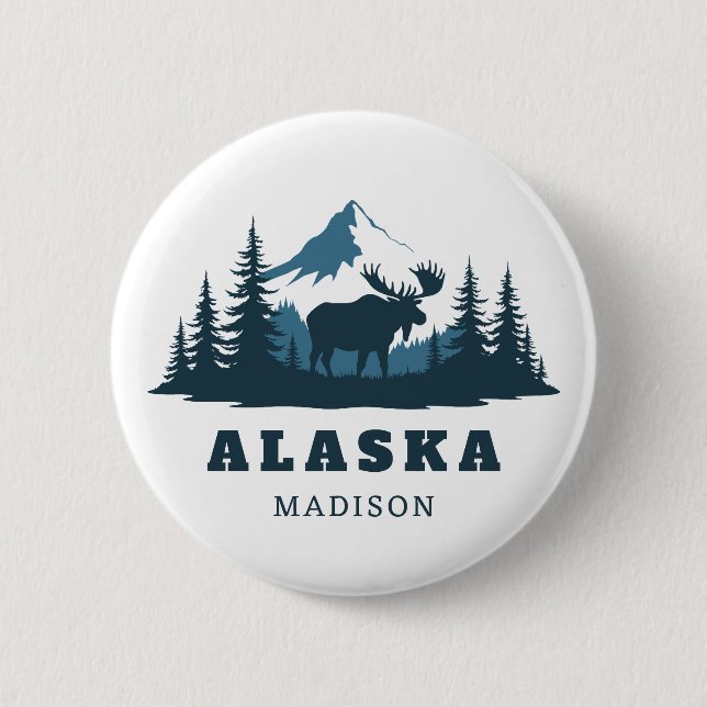 Custom Name & Text ALASKA 6 Cm Round Badge (Front)