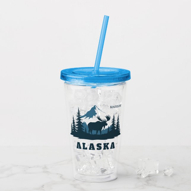 Custom Name & Text ALASKA Acrylic Tumbler (Back Ice)