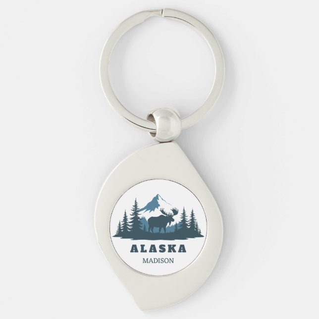 Custom Name & Text ALASKA Key Ring (Front)
