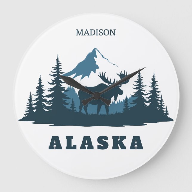 Custom Name & Text ALASKA Large Clock (Front)