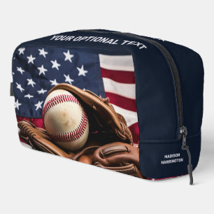 Custom Name & Text American Baseball Dopp Kit