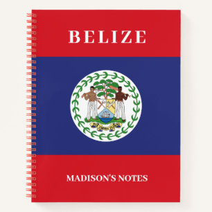 Custom Name & Text Belise Flag Notebook
