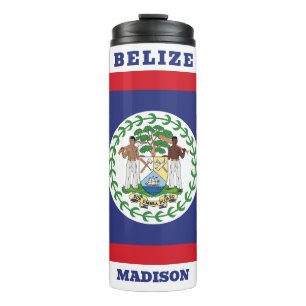 Custom Name & Text Belise Flag Thermal Tumbler