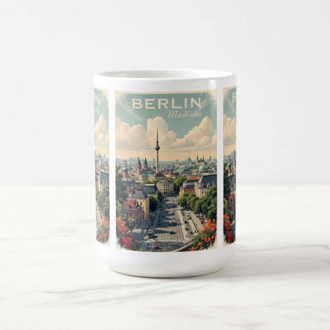 Custom Name & Text Berlin, Germany Coffee Mug (Center)