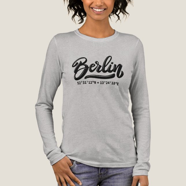 Custom Name / Text Berlin Germany Coordinates Tri-Blend Shirt (Front)